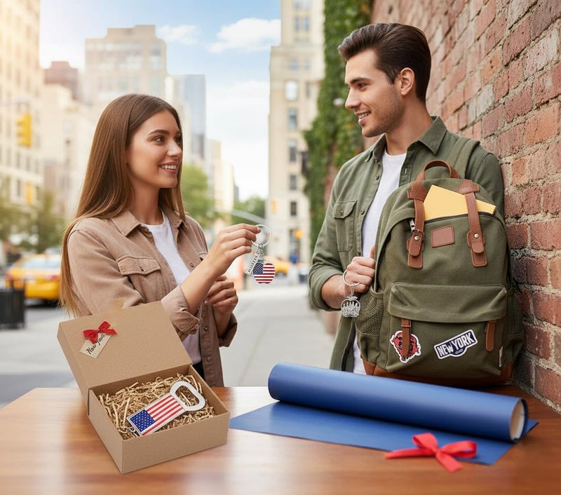 Spark 12-Pack New York City Souvenir Keychains â€“ 3D Silver Metal NYC Landmark Set with Statue of Liberty, Empire State Building, Freedom Tower, Taxi Cab, USA Flag & Bottle Openers - Image 3